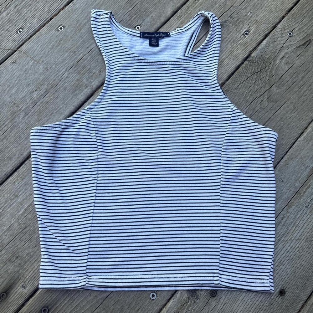 American Eagle Outfitters Stripped Crop Top Womens One Size Black and White